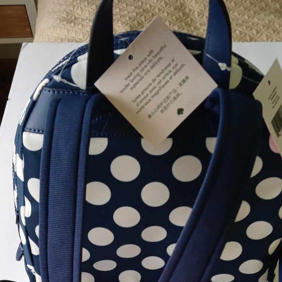 NWT Kate Spade Navy w/White Polka Dot Backpack - Picture 3 of 12